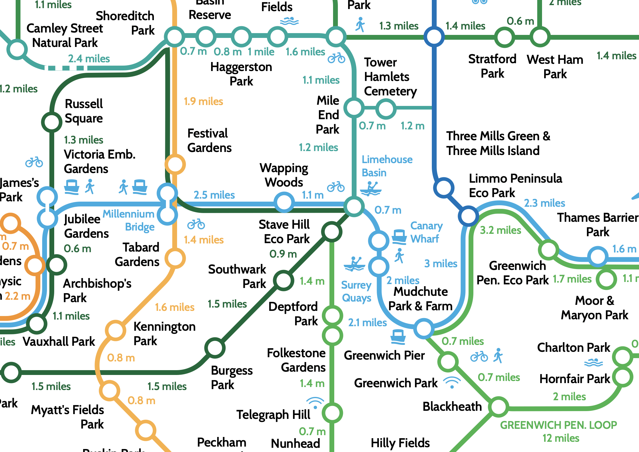 London Greenground Map closeup