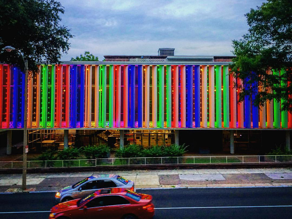 Light installation at Cossitt Public Library before its transformation / Photo credit Joyce Peterson