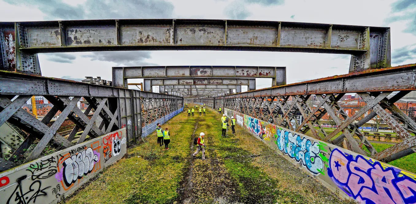 Castlefield Viaduct in 2020 as work on the newly opened sky park got underway. PA Images | Alamy